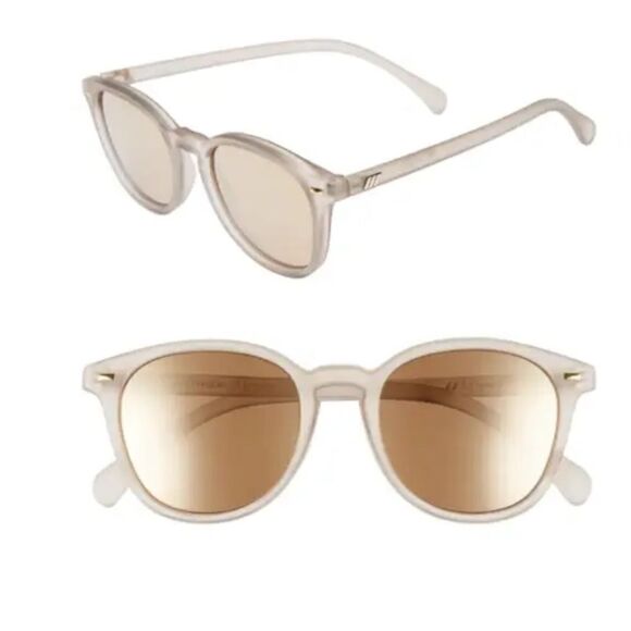 Le Specs Bandwagon 51mm Round NWT Sunglasses in Matte Stone unisex Curvy Cat - Picture 1 of 10